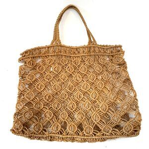 Vintage Straw Jute Tote Shopping Bag Farmers Market Esprit Top Handle